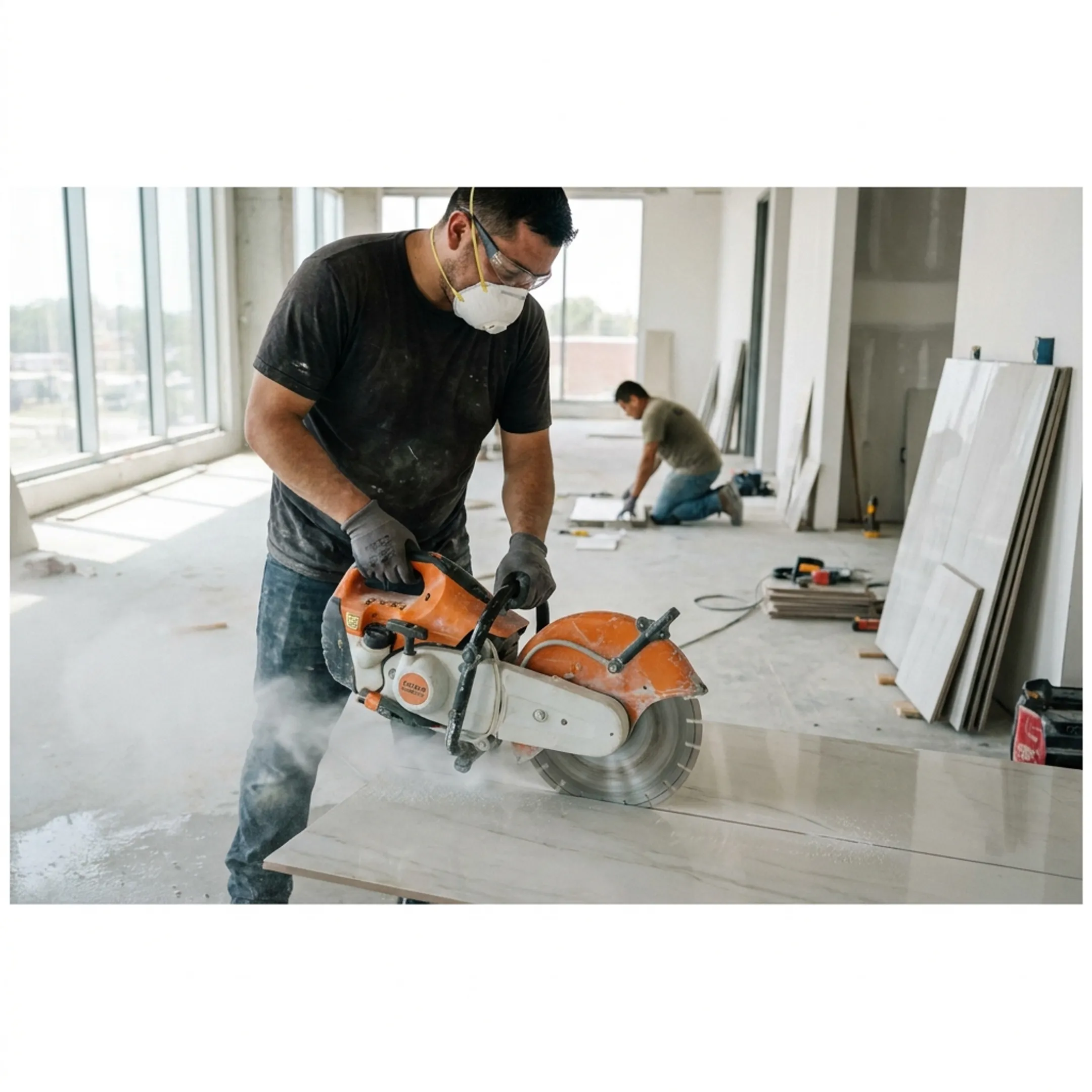 Commercial construction tile cutting