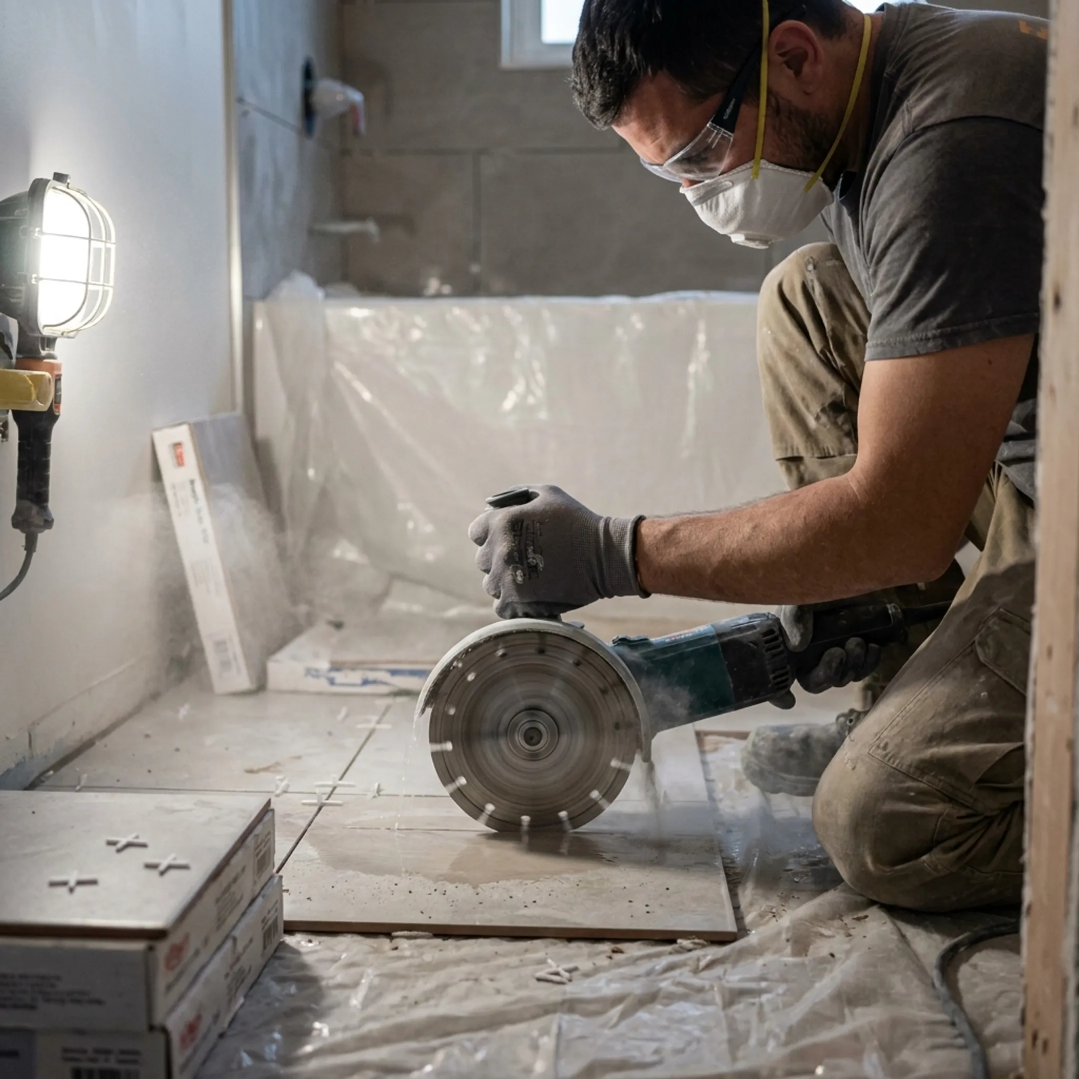 Residential renovation tile cutting