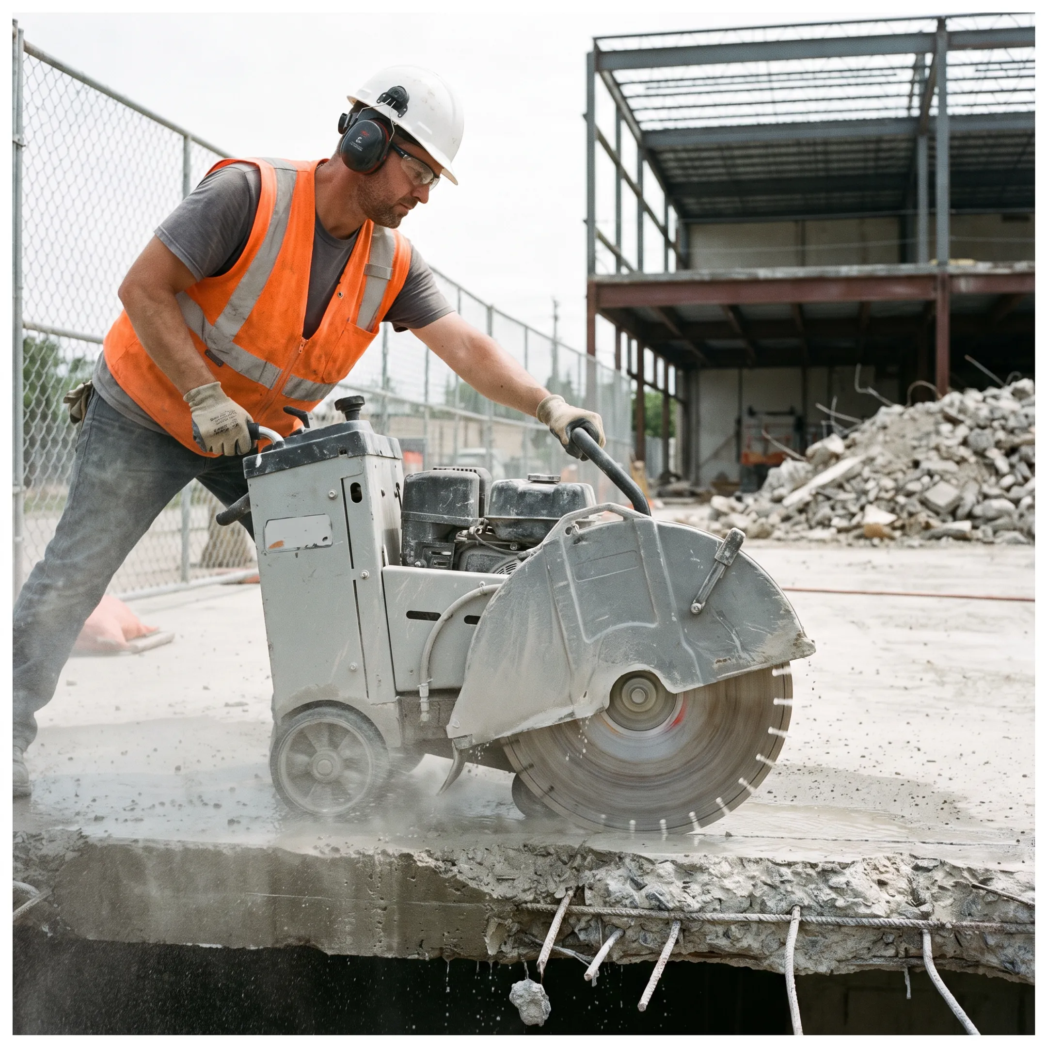 Construction and demolition diamond blade cutting