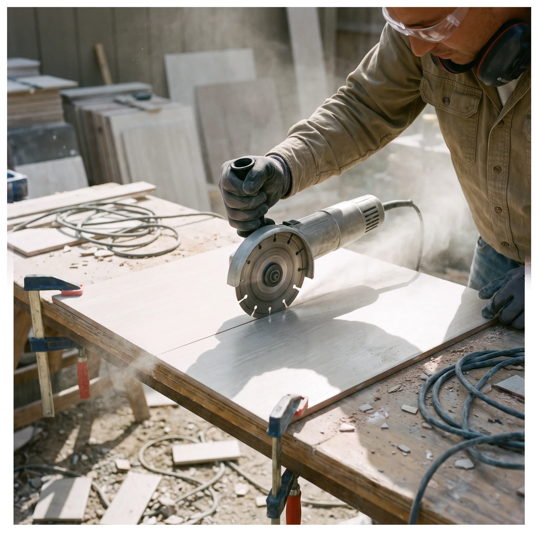 Diamond blade cutting tile