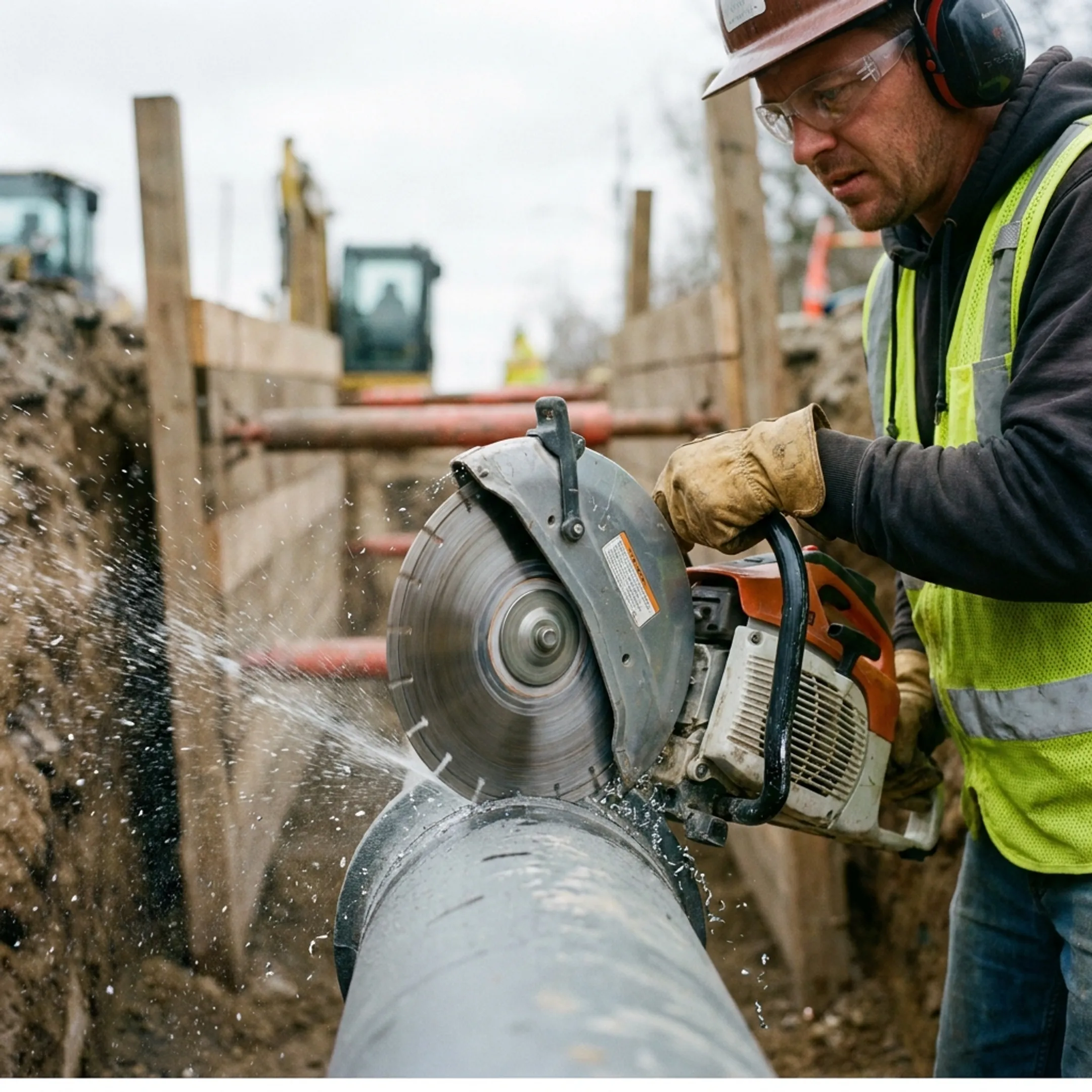 Utility pipe cutting
