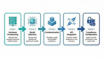 5-step self-hosted voice AI deployment process from hardware provisioning to compliance