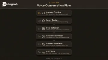 Six-element voice conversation flow design structure from opening to call close
