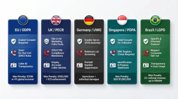 Global outbound calling compliance rules by country GDPR LGPD PDPA comparison