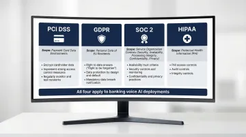 Banking voice AI compliance framework comparison PCI DSS GDPR SOC2 HIPAA