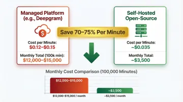 Managed voice API versus self-hosted cost comparison at 100k minutes per month