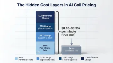 AI call automation true cost breakdown showing hidden STT TTS and LLM charges layered