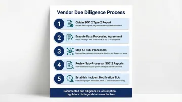 Five-step voice AI vendor due diligence framework for GLBA compliance infographic