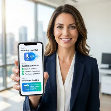 Real estate agent receiving booked appointments automatically on a phone dashboard from an AI voice agent