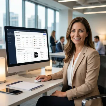 Real estate agent reviewing AI-qualified leads on a CRM dashboard after automated voice calls