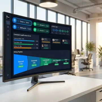 AI voice agent dashboard showing live recruiting call analytics and candidate pipeline