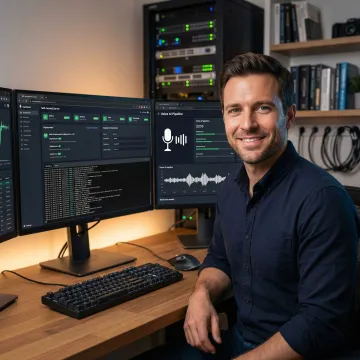 Engineer configuring an open-source voice AI agent on a self-hosted server dashboard