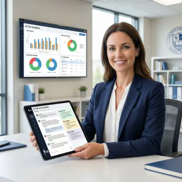 AI voice agent managing school communication on a digital dashboard