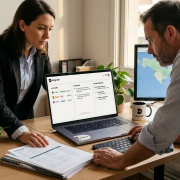 Travel agency team using AI voice automation