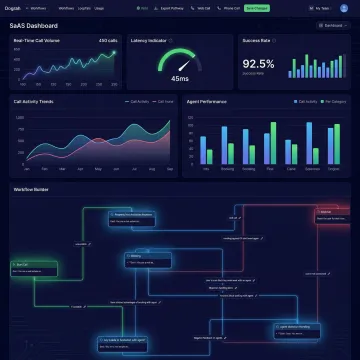 Dograh AI voice bot platform dashboard showing real-time voice agent analytics and configuration
