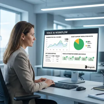 Hotel staff reviewing AI call automation performance
