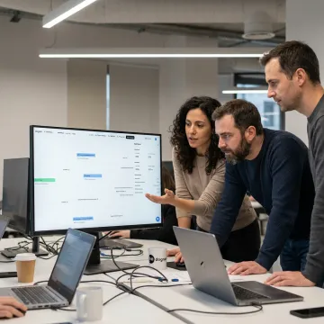 Team building AI agent workflows on a visual platform