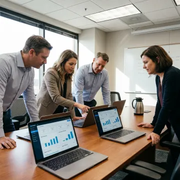 Team reviewing voice AI ROI projections