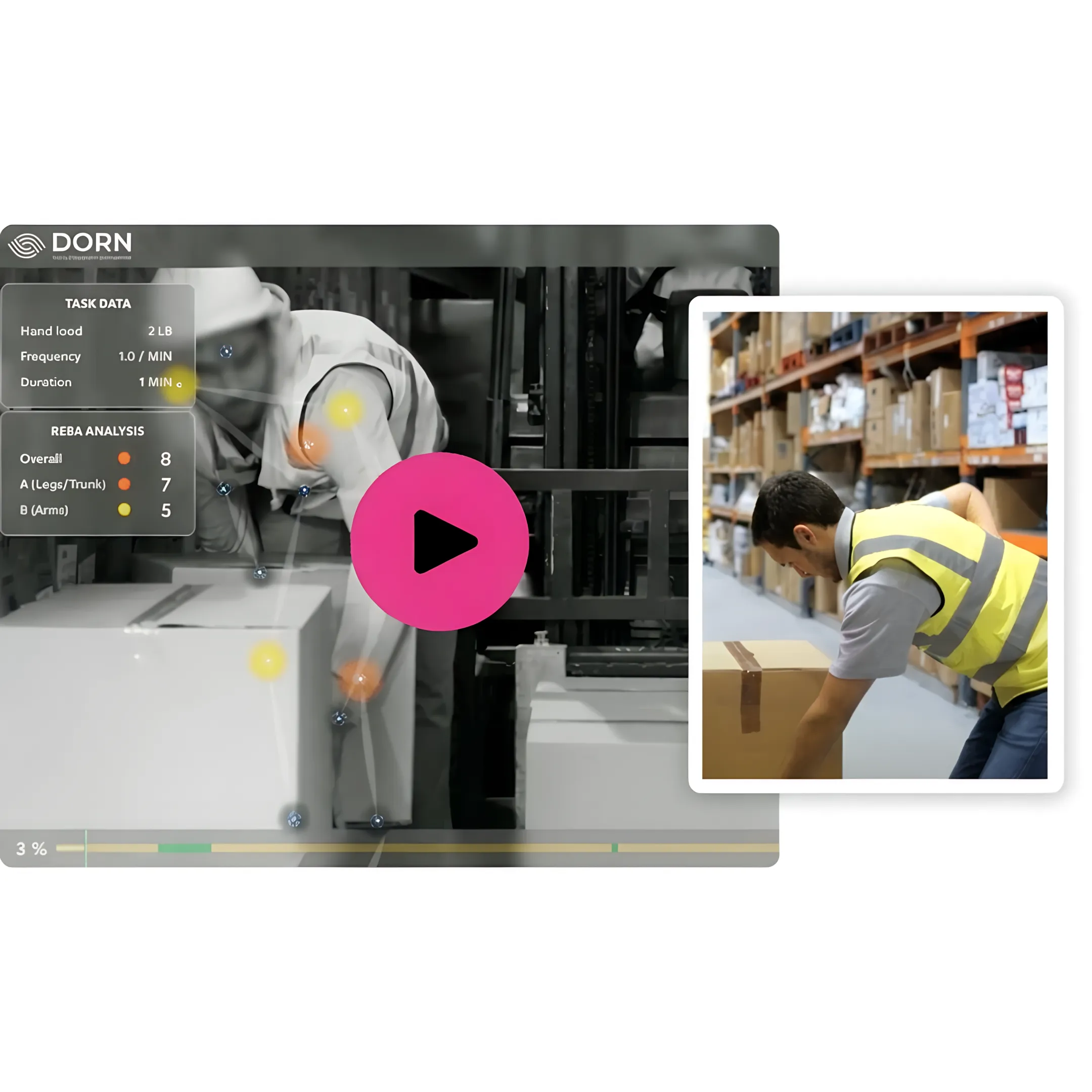 Ergonomic specialist reviewing postural assessment data and worker biomechanics report