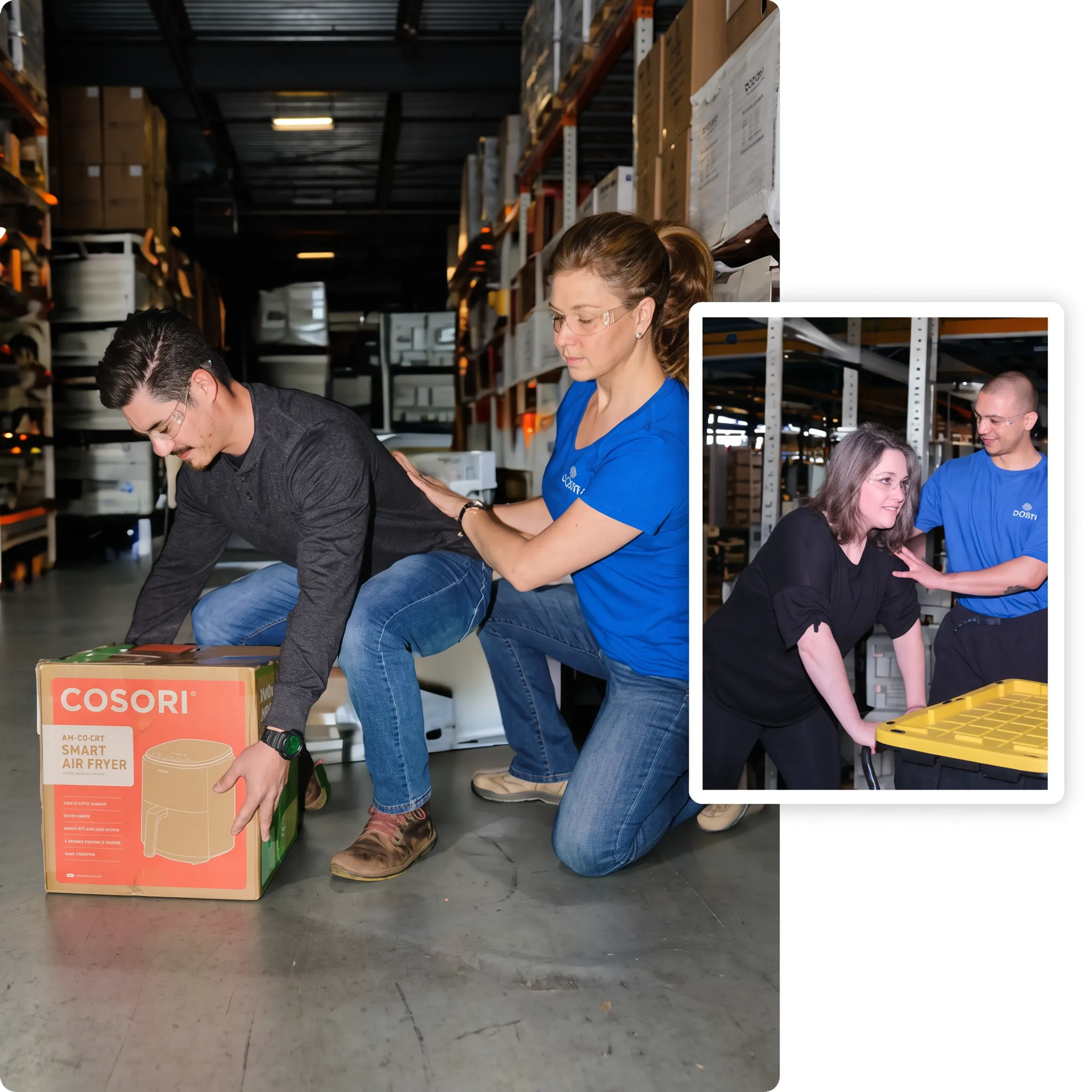Ergonomics specialist delivering injury prevention training to industrial workers on a facility floor