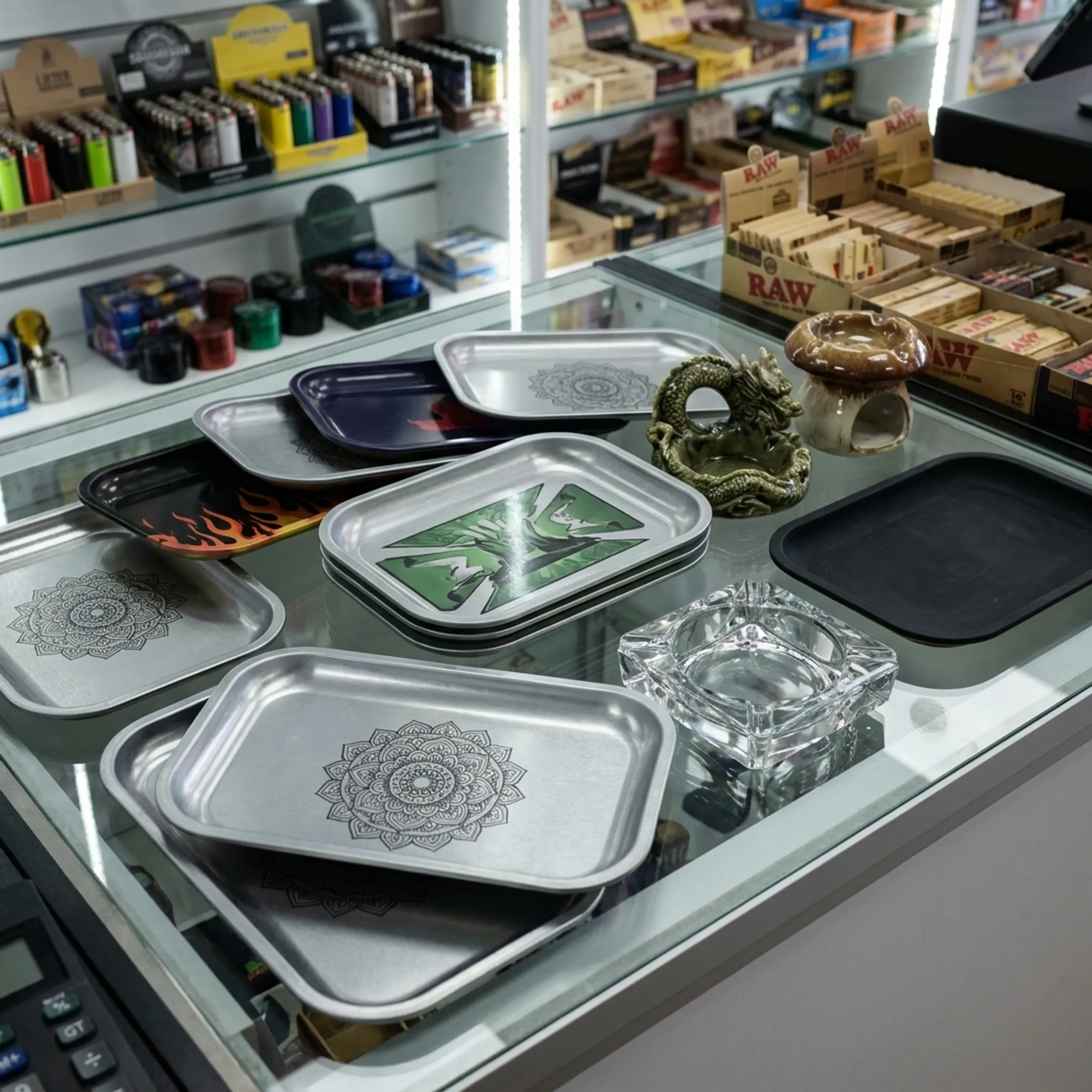 Smoke shop rolling tray display