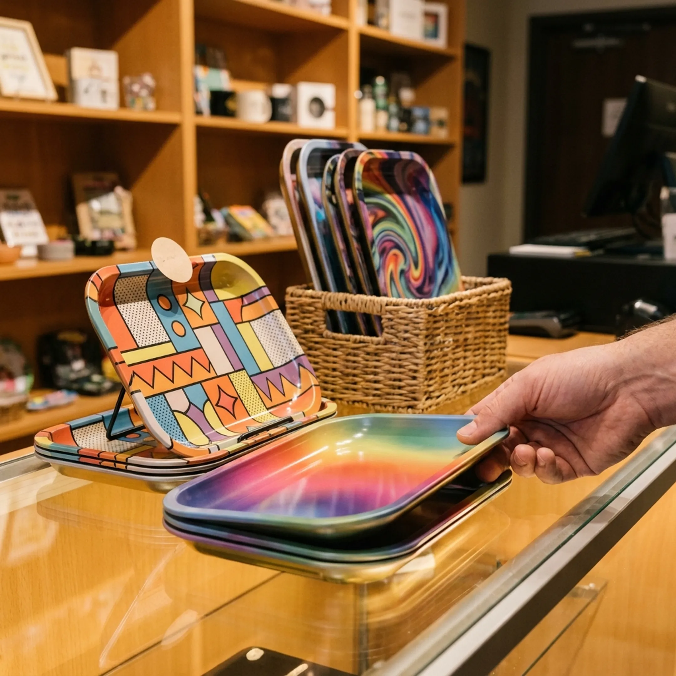 Gift shop rolling tray display