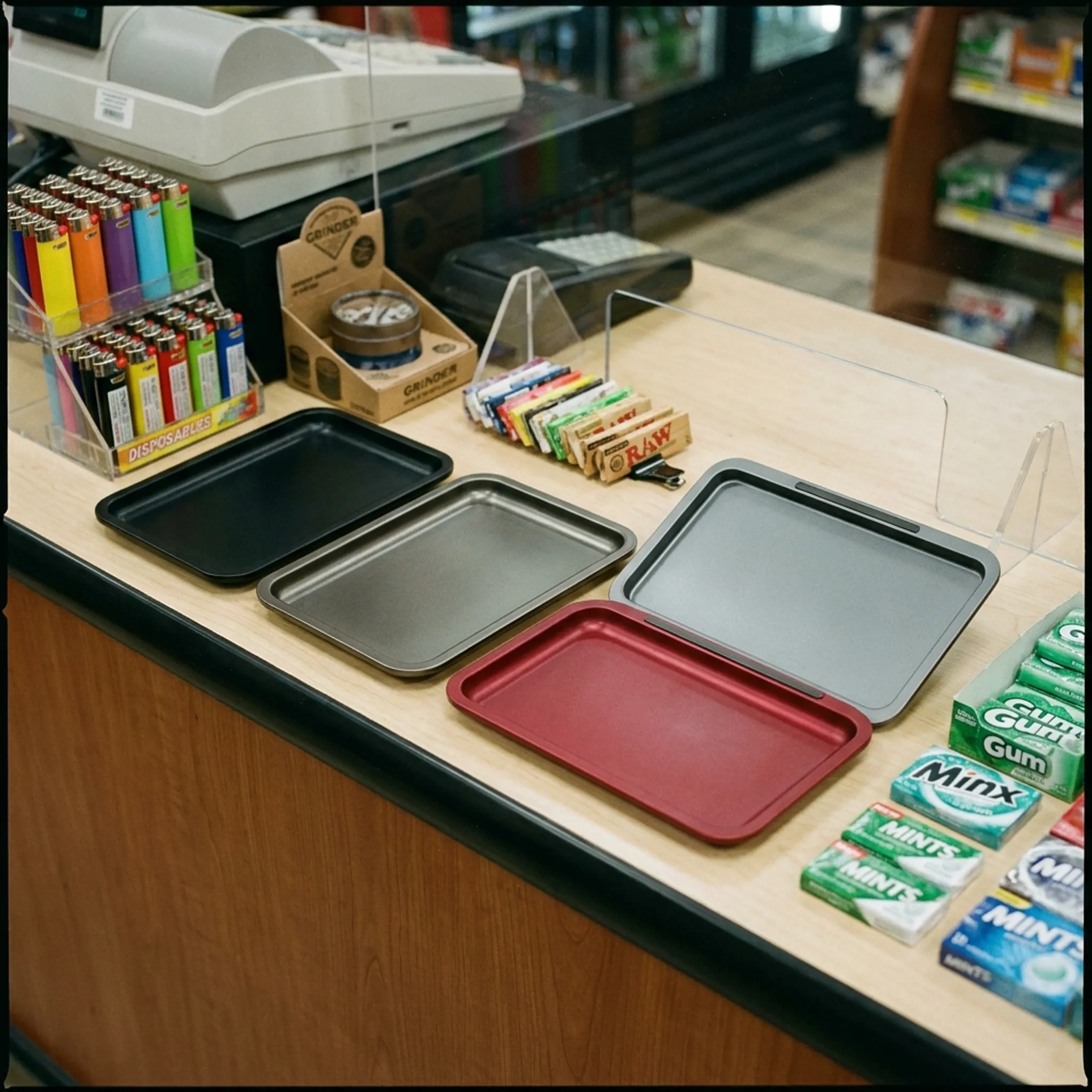 Convenience store rolling tray display