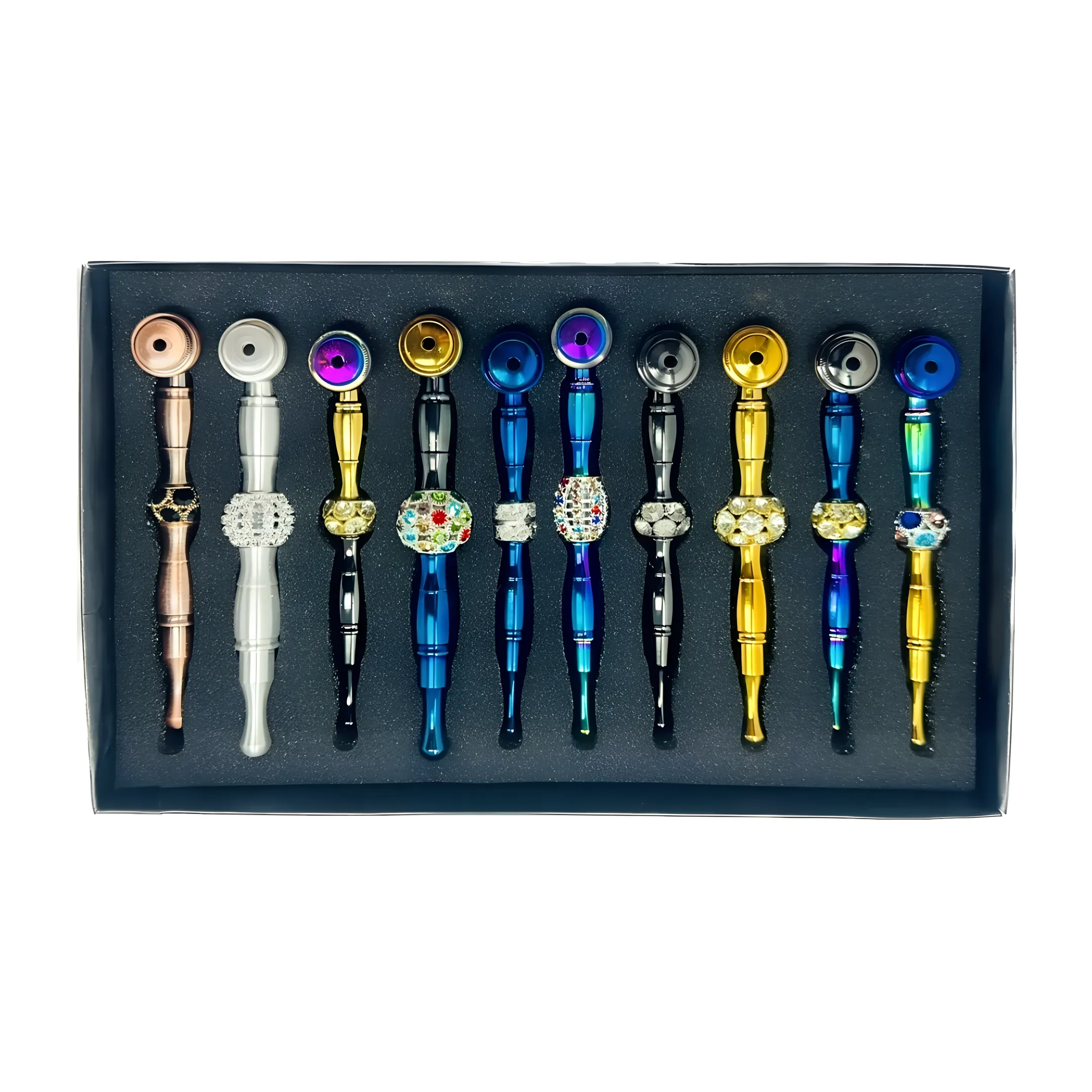 Novelty gift shop displaying metal weed pipes