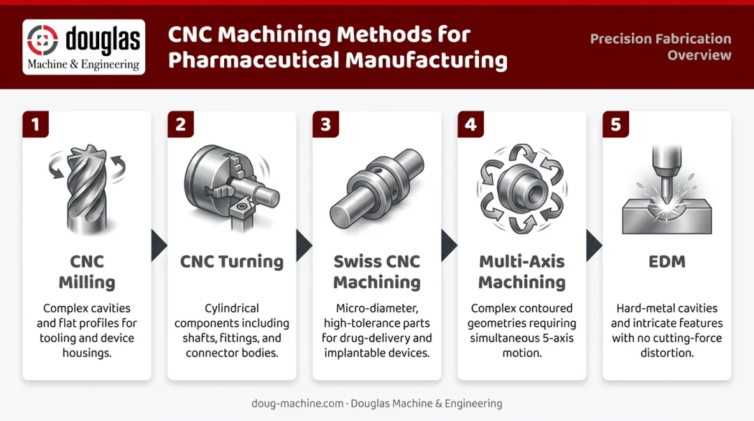 Five CNC machining methods used in pharmaceutical manufacturing process overview