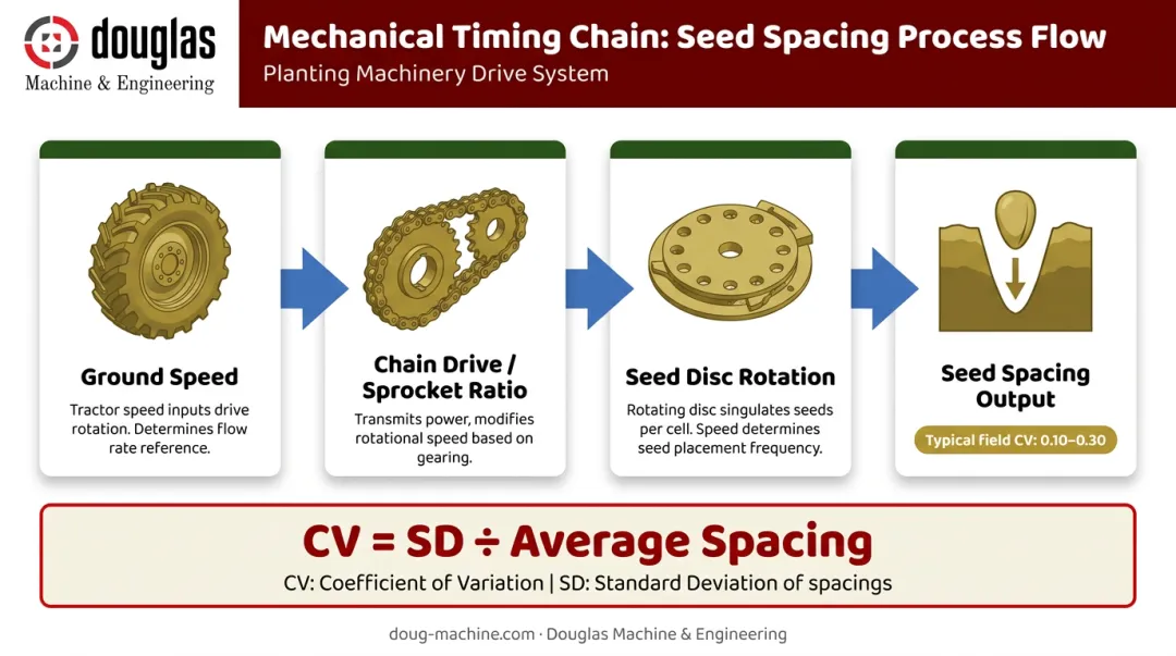 Planter seed spacing accuracy factors timing diagram from ground speed to disc rotation