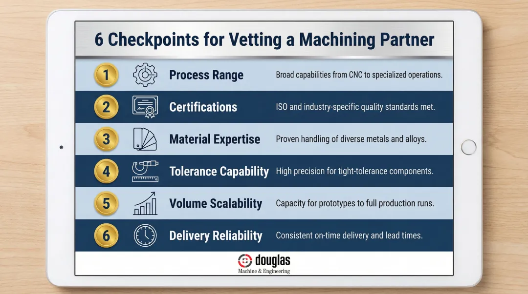Six-point machining partner evaluation checklist for aerospace industrial procurement managers