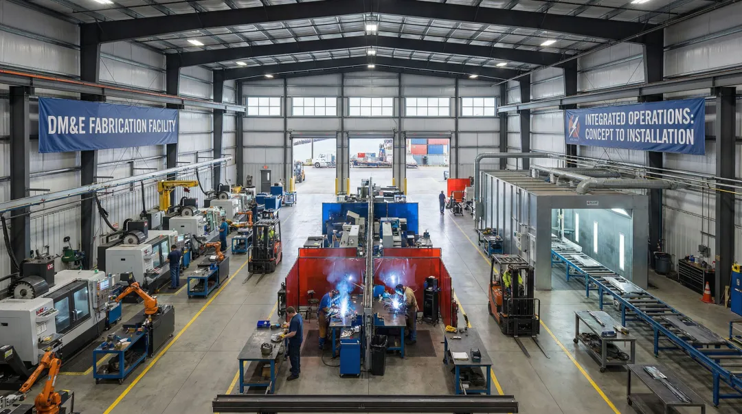 Single-source metal fabrication facility showing CNC machining welding and finishing operations
