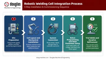 5-step robotic welding integration process flow from site prep to trial welds
