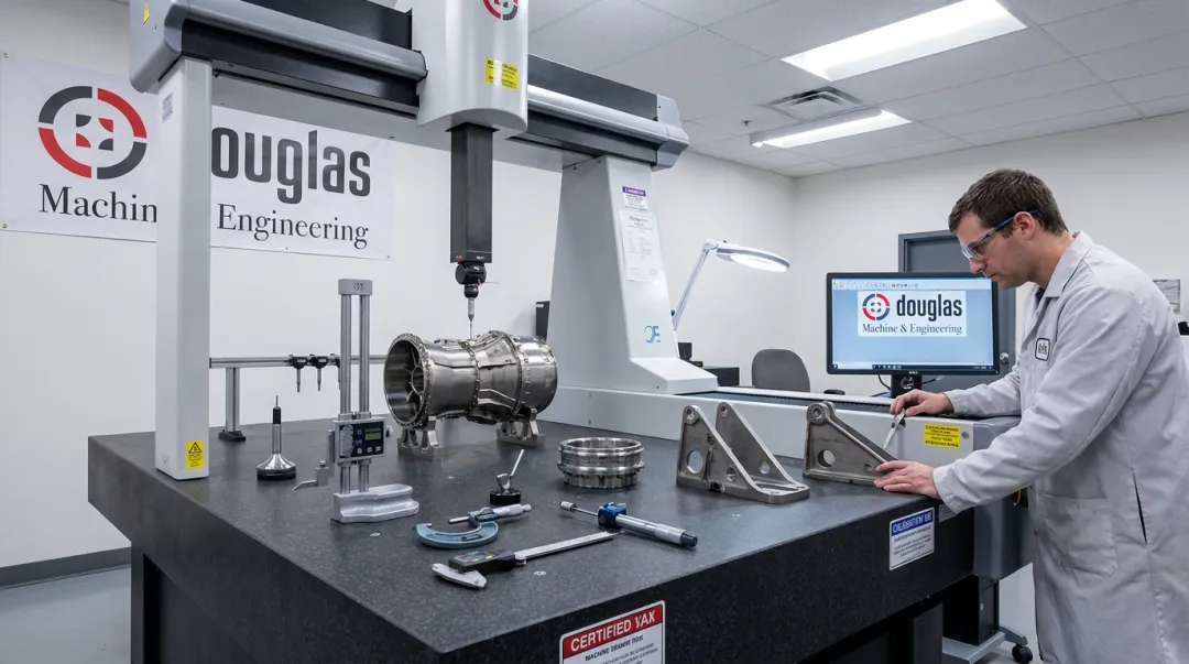 CMM dimensional inspection equipment verifying aerospace component tolerances in facility