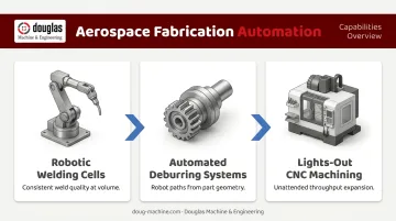 Three aerospace fabrication automation capabilities robotic welding deburring CNC machining