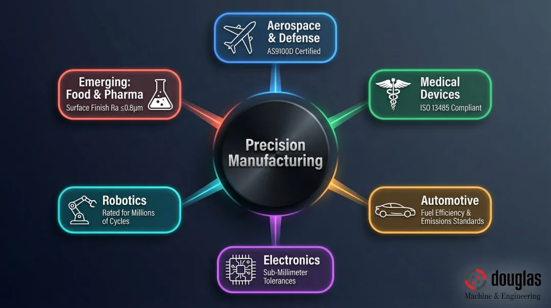Key industries relying on precision manufacturing with tolerance and regulatory requirements