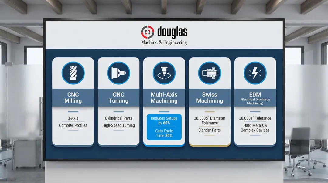 CNC precision machining techniques overview from milling to Swiss machining and EDM