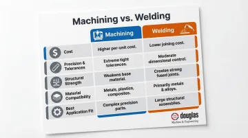 Machining versus welding side-by-side comparison across five key engineering factors