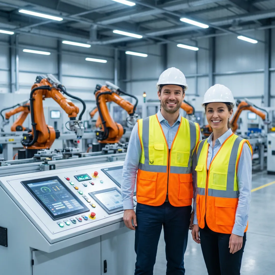 DM&E engineers installing and commissioning a robotic assembly system on an Ohio factory floor