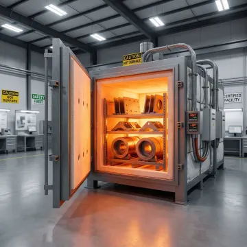 Precision heat treatment of military-grade metal components in an industrial furnace