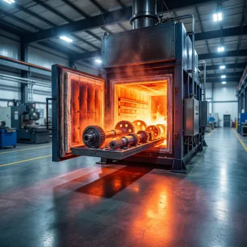 Metal heat treating process in an industrial furnace facility