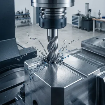 Precision CNC milling operation on a large metal component inside a certified machine shop