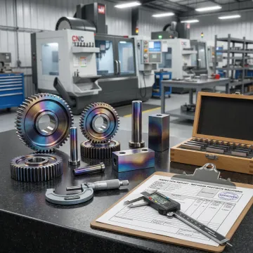 Heat treated metal parts undergoing quality inspection in a certified manufacturing facility