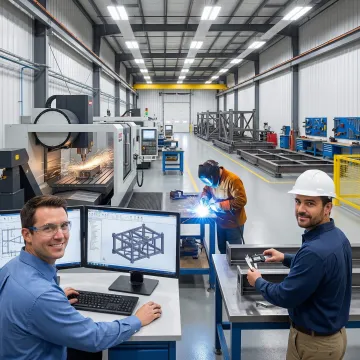 Step-by-step welding fabrication process at Douglas Machine & Engineering facility