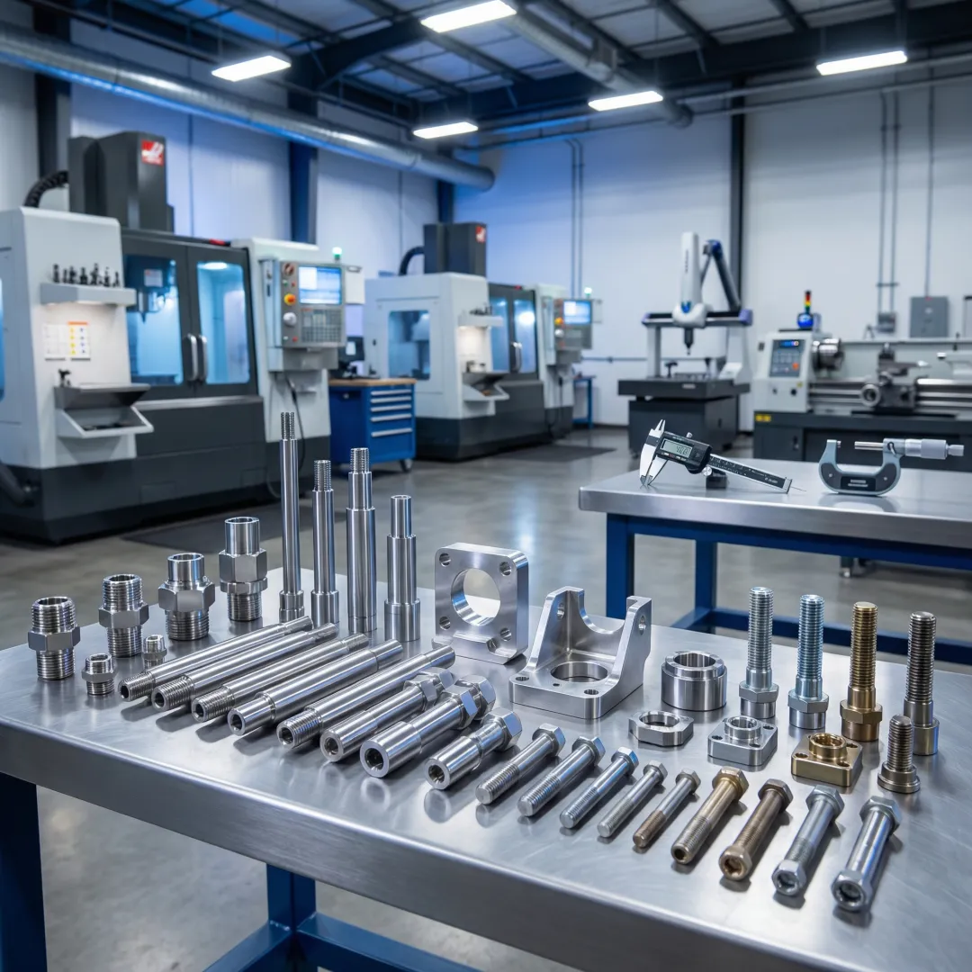 CNC machined metal parts and welded fabricated assemblies in a precision manufacturing facility