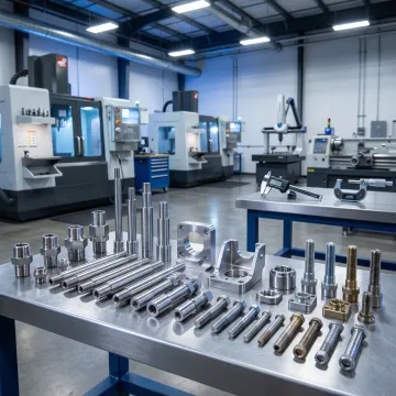 CNC machined metal parts and welded fabricated assemblies in a precision manufacturing facility