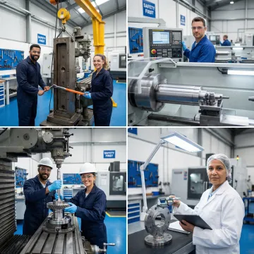 Step-by-step milling machine rebuild process in a certified machine shop with CNC equipment and inspection tools.