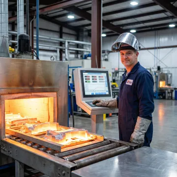 Professional aluminum heat treating process in an industrial facility