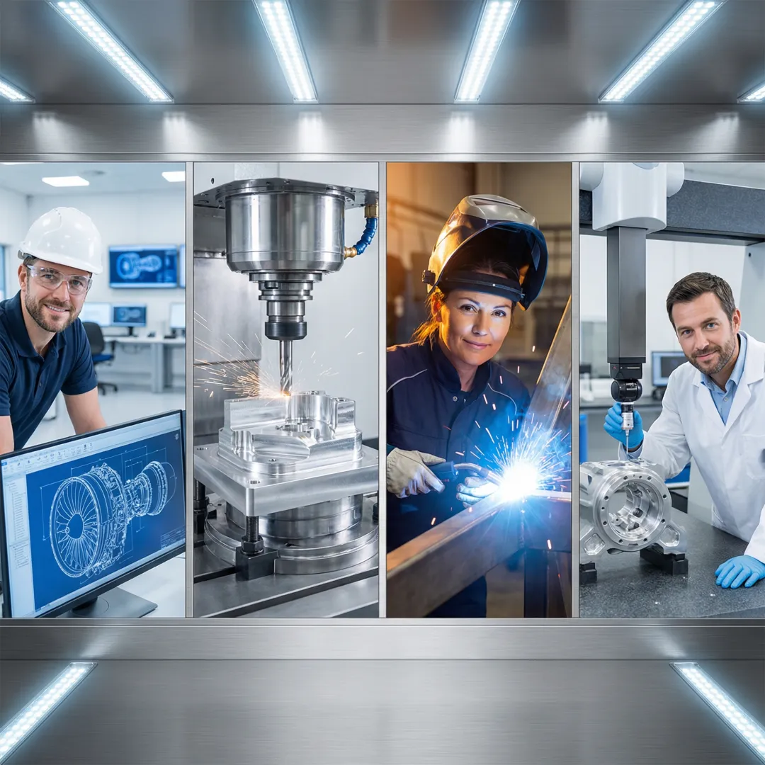 Aerospace CNC machining process from engineering design to final inspection in a precision machine shop