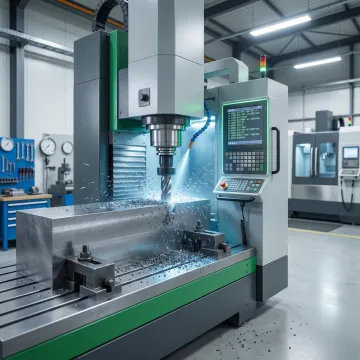 Precision CNC machining operation producing a metal component in a Michigan machine shop